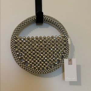 Moda Luxe Silver Beaded Clutch